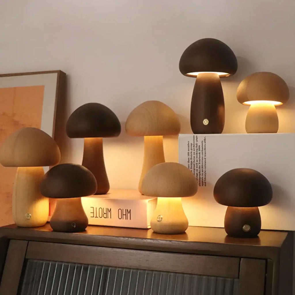 Lampe de chevet champignon, beige ou marron, tailles S et M