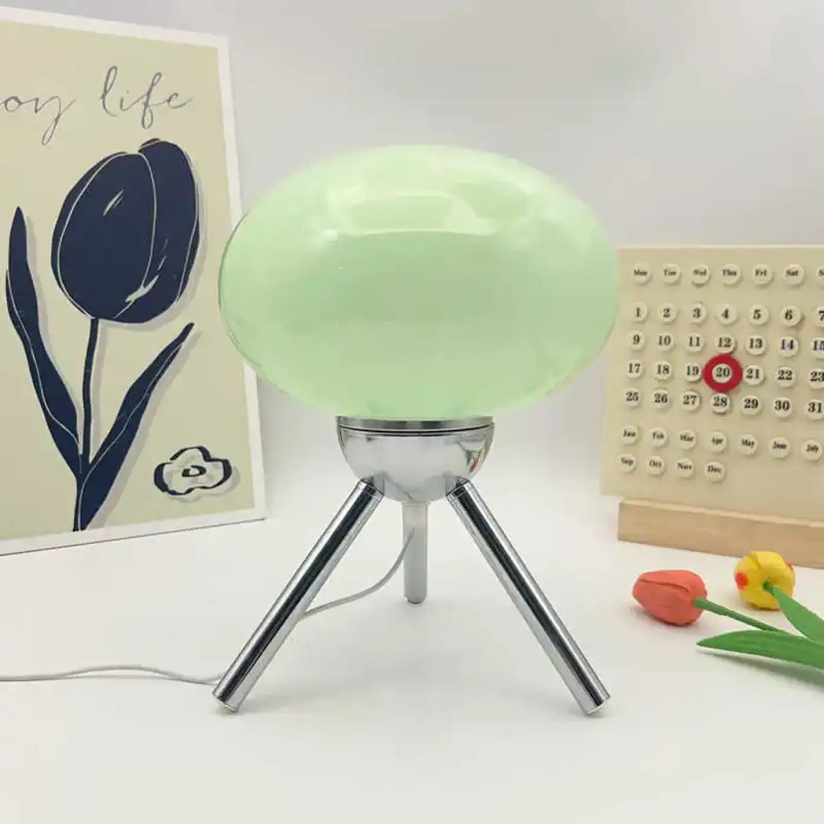 Lampe de chevet champignon rétro, rouge ou vert, vert