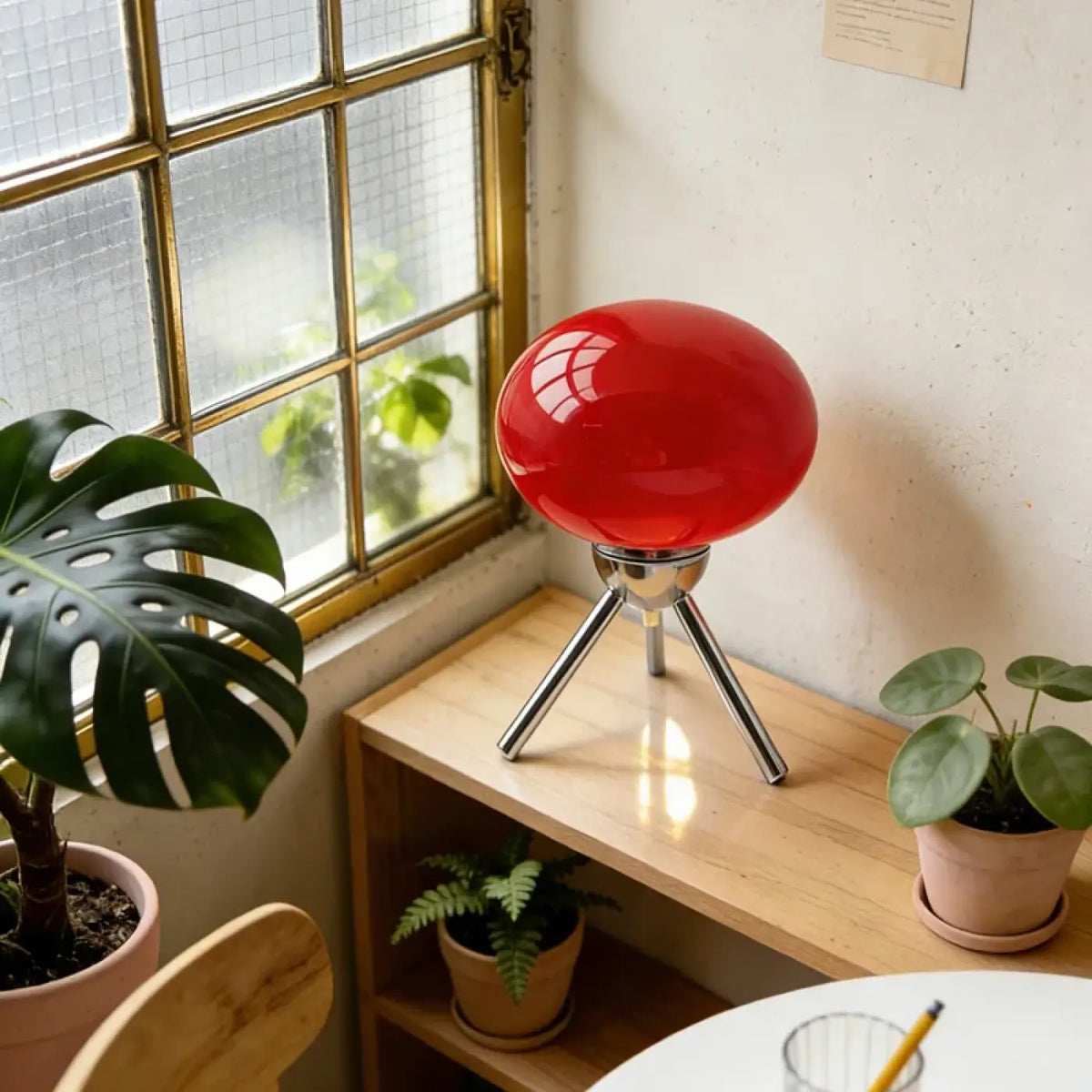 Lampe de chevet champignon rétro, rouge ou vert