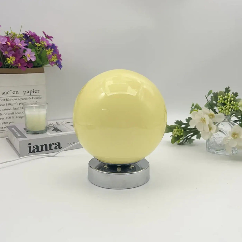 Lampe de chevet ballon en verre, cinq coloris au choix, jaune