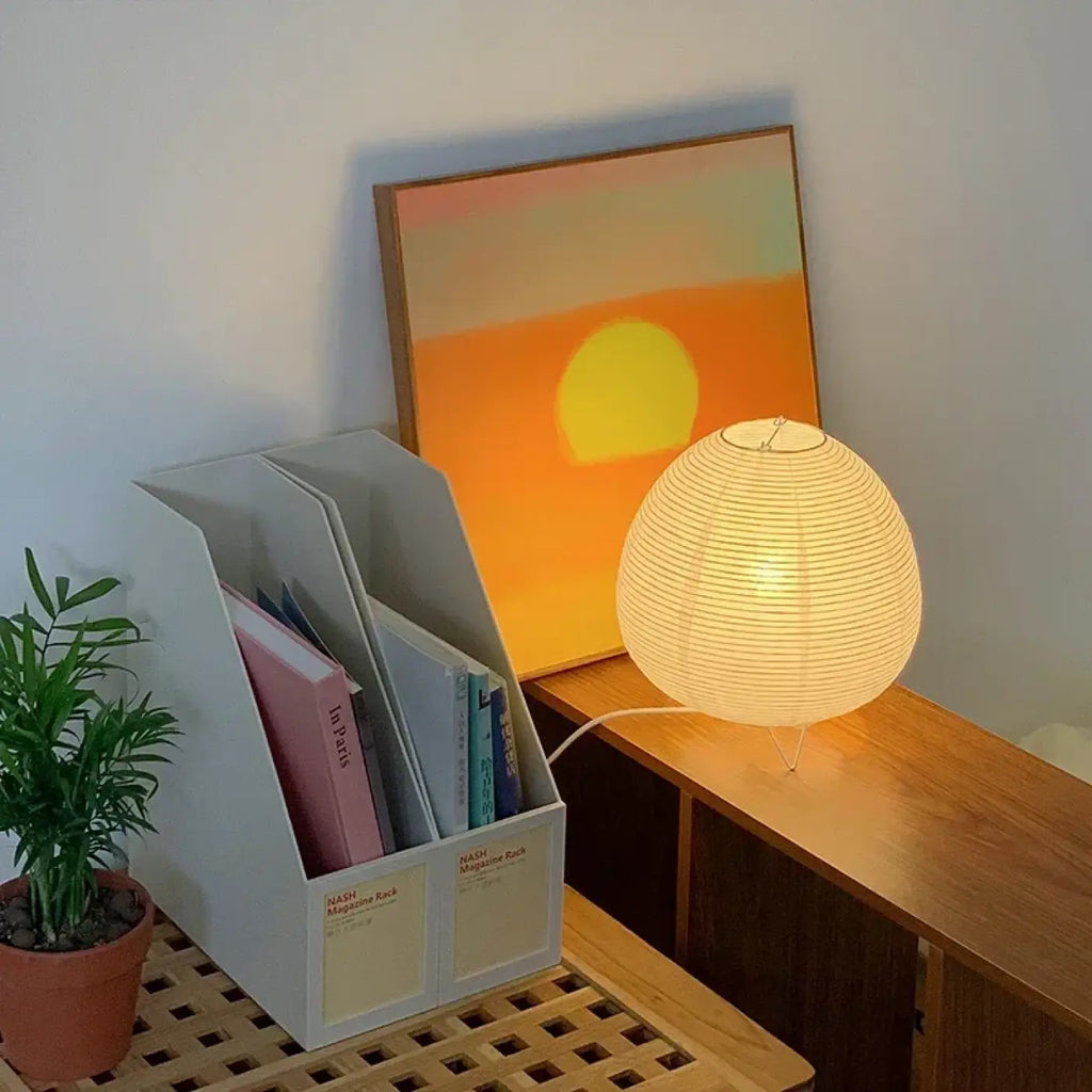 Lampe de chevet japonaise, abat-jour en papier de riz