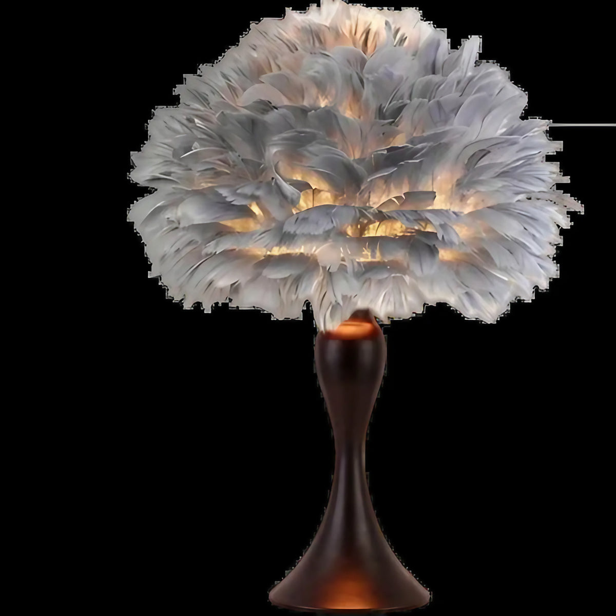Lampe de chevet à abat-jour en plumes, gris ou blanc, deux modèles, gris