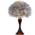 Lampe de chevet à abat-jour en plumes, gris ou blanc, deux modèles, gris