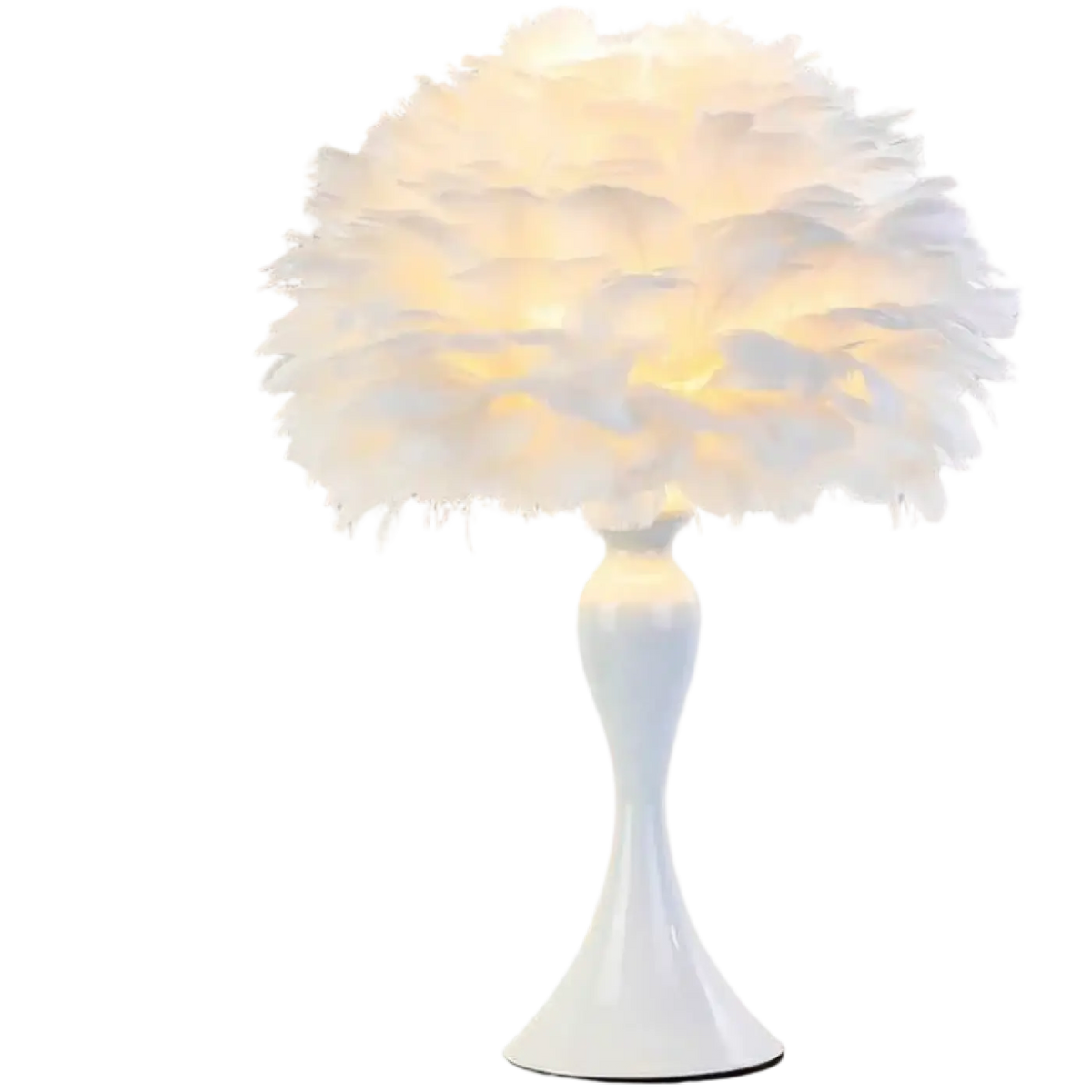 Lampe de chevet à abat-jour en plumes, gris ou blanc, deux modèles, blanc