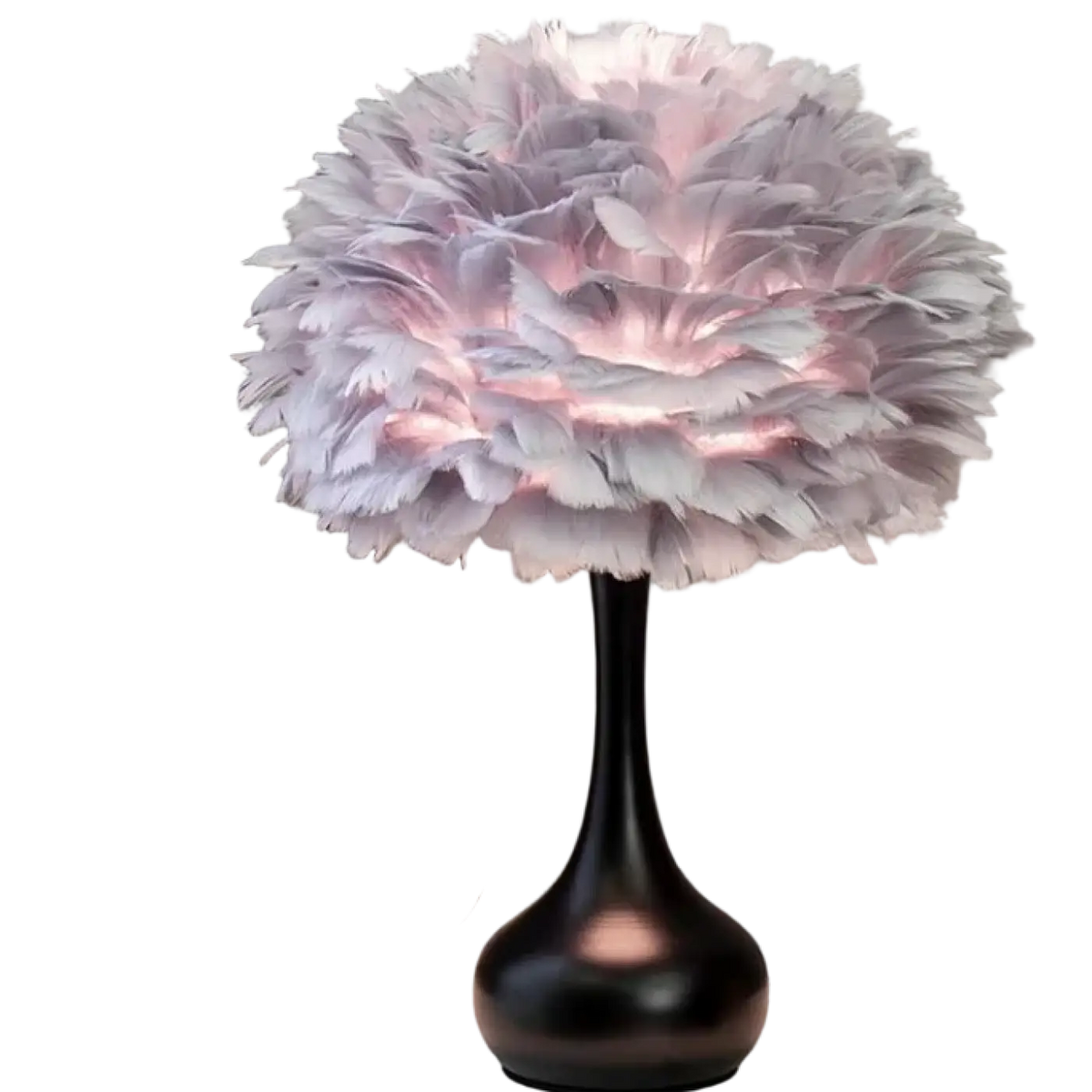 Lampe de chevet à abat-jour en plumes, gris ou blanc, deux modèles, gris
