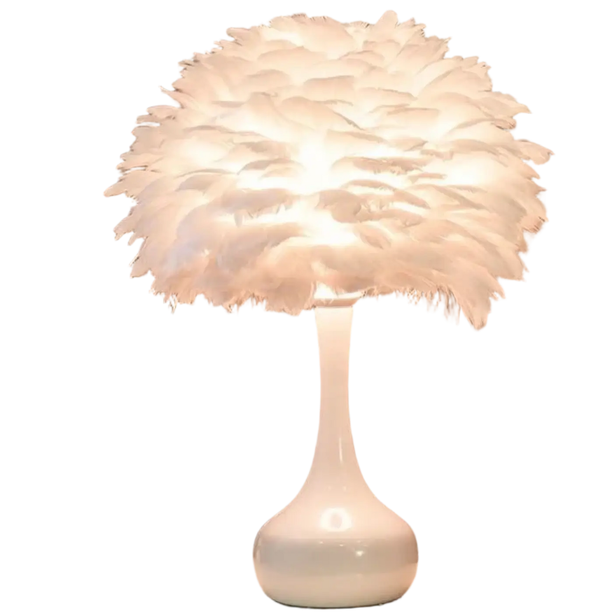 Lampe de chevet à abat-jour en plumes, gris ou blanc, deux modèles, blanc