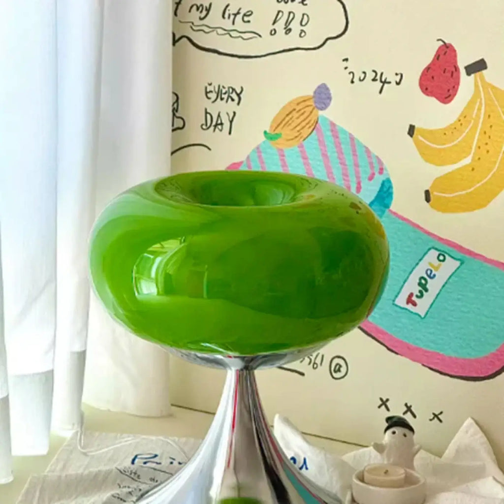 Lampe de chevet rétro en verre, silhouette circulaire
