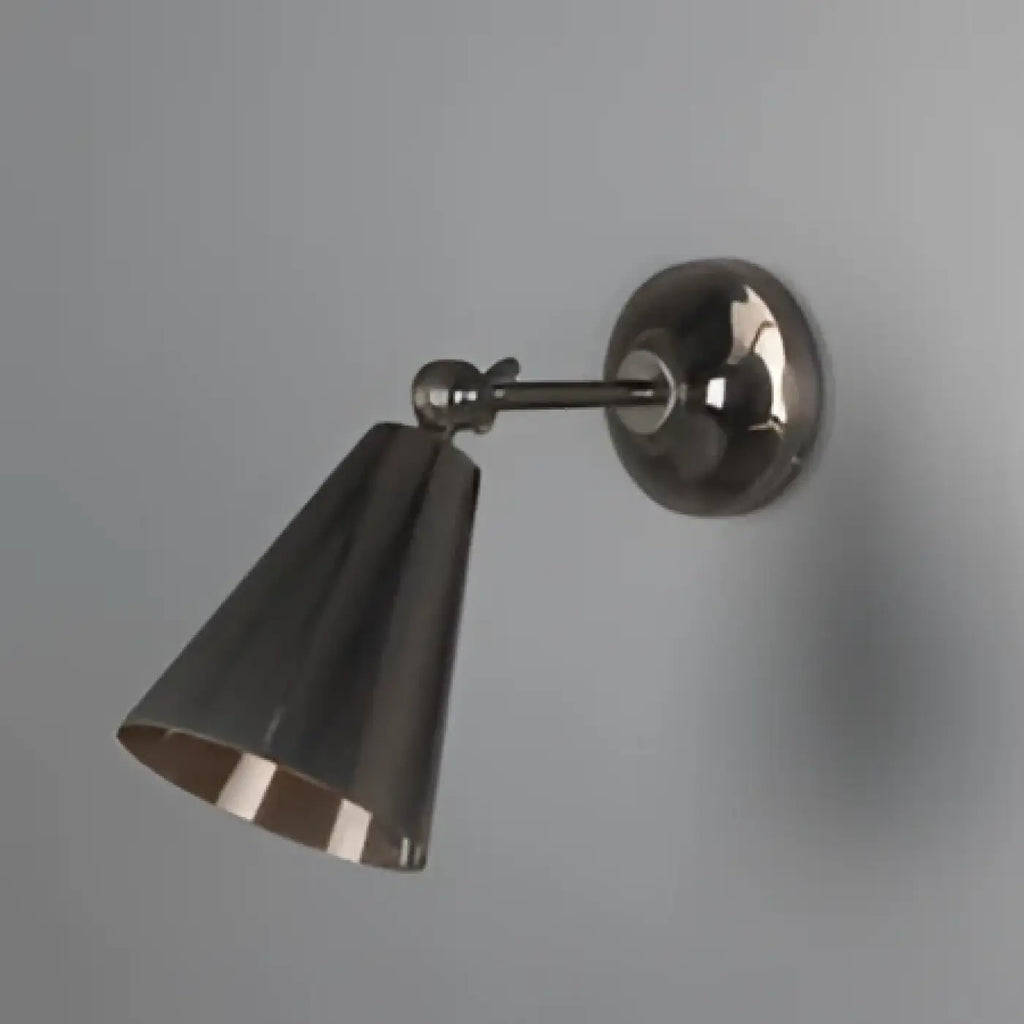 Lampe de chevet industrielle en métal, cône finition laiton, noir