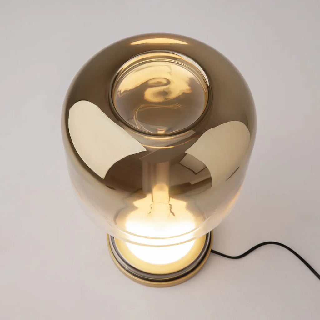 Lampe de chevet LED globe en verre sur socle, gris, blanc ou doré