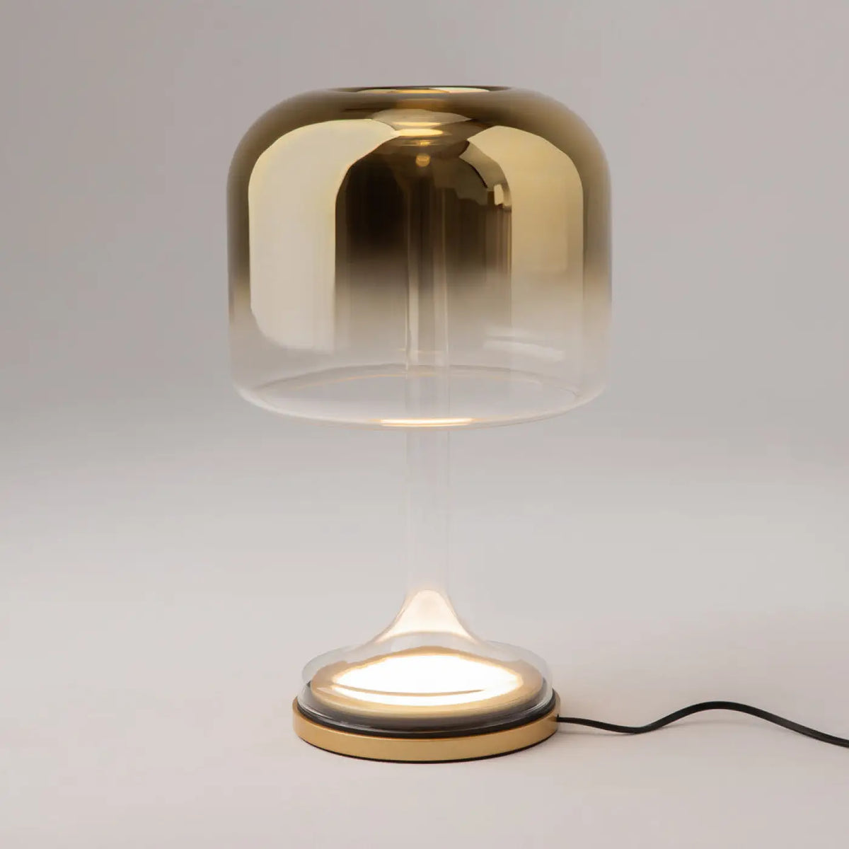 Lampe de chevet LED globe en verre sur socle, gris, blanc ou doré, doré