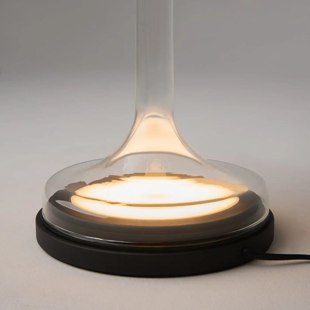 Lampe de chevet LED globe en verre sur socle, gris, blanc ou doré