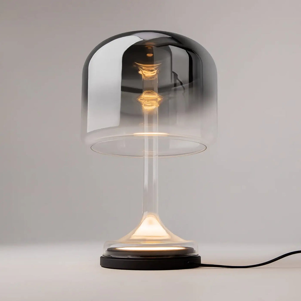 Lampe de chevet LED globe en verre sur socle, gris, blanc ou doré, gris