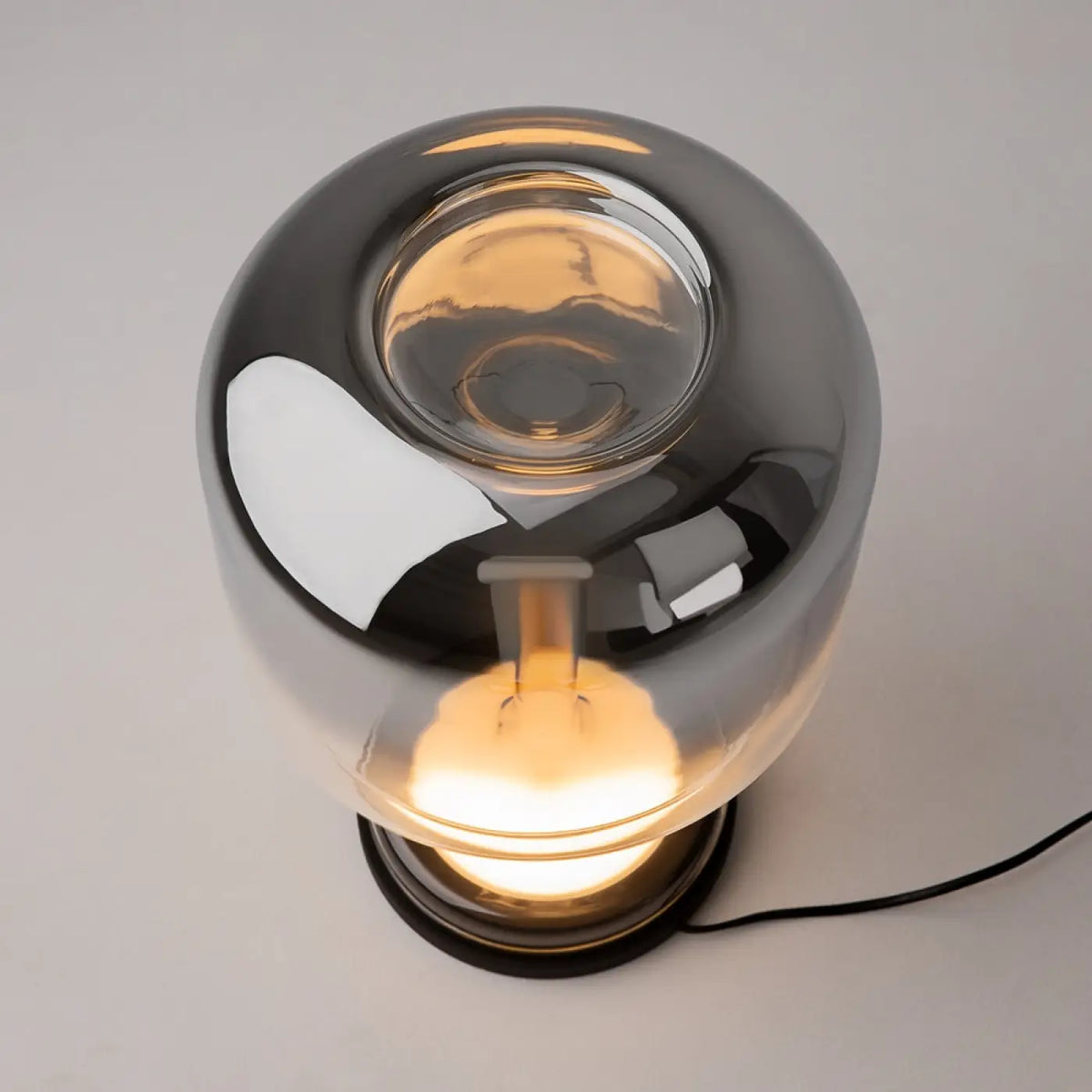 Lampe de chevet LED globe en verre sur socle, gris, blanc ou doré