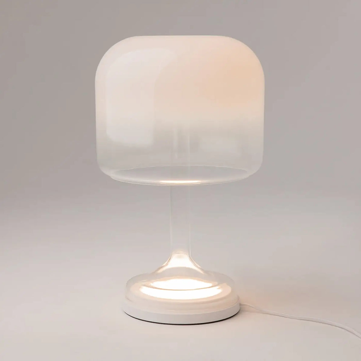 Lampe de chevet LED globe en verre sur socle, gris, blanc ou doré, blanc