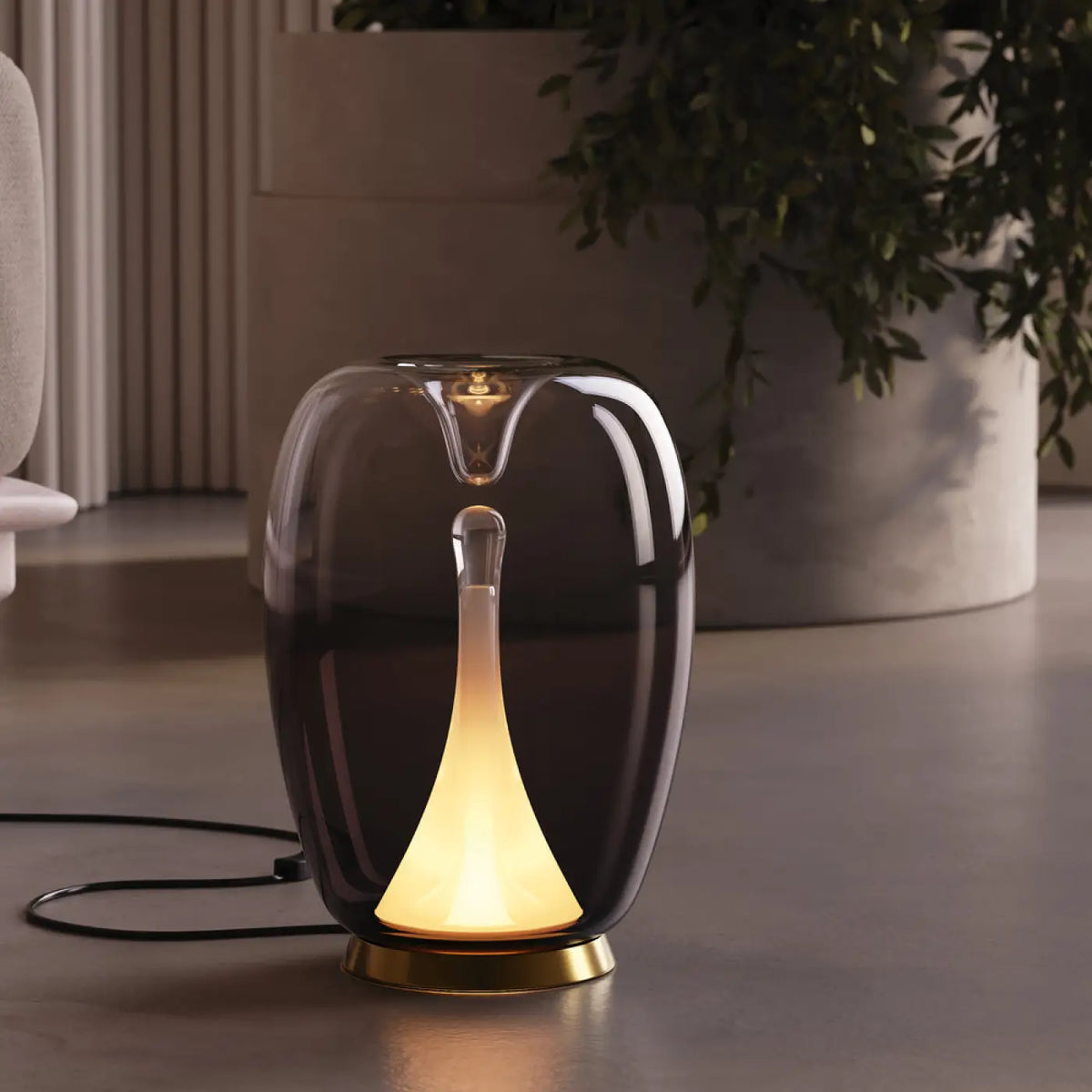 Lampe de chevet LED globe en verre fumé ou transparent