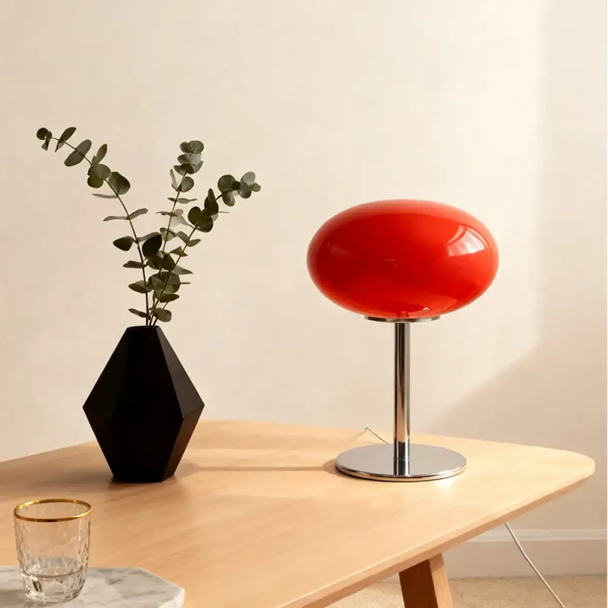 Lampe de chevet minimaliste en verre, rouge, vert ou orange, rouge