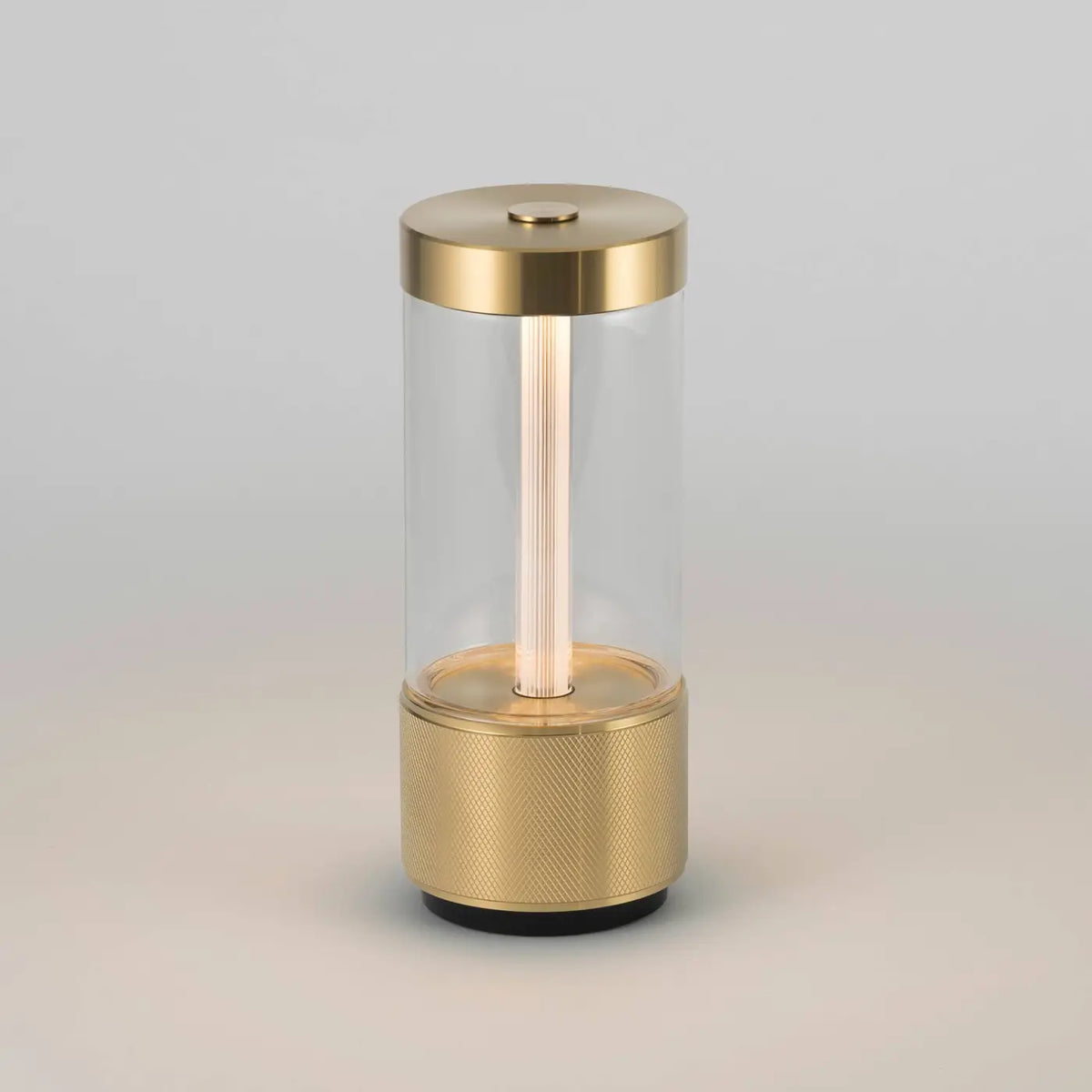 Lampe portable rechargeable LED en acier et verre trempé, IP65, doré