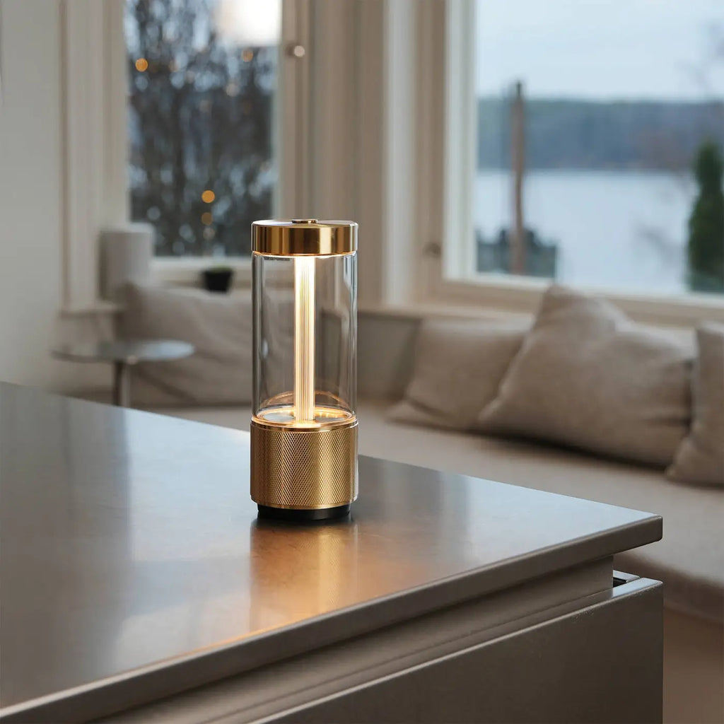 Lampe portable rechargeable LED en acier et verre trempé, IP65