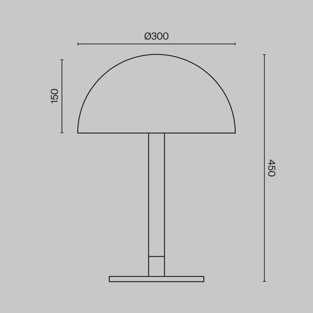 Lampe de chevet LED à tube lumineux courbé et disque noir, 45 cm