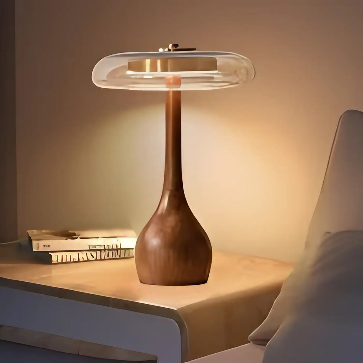 Lampe de chevet rétro en bois, tailles S et M