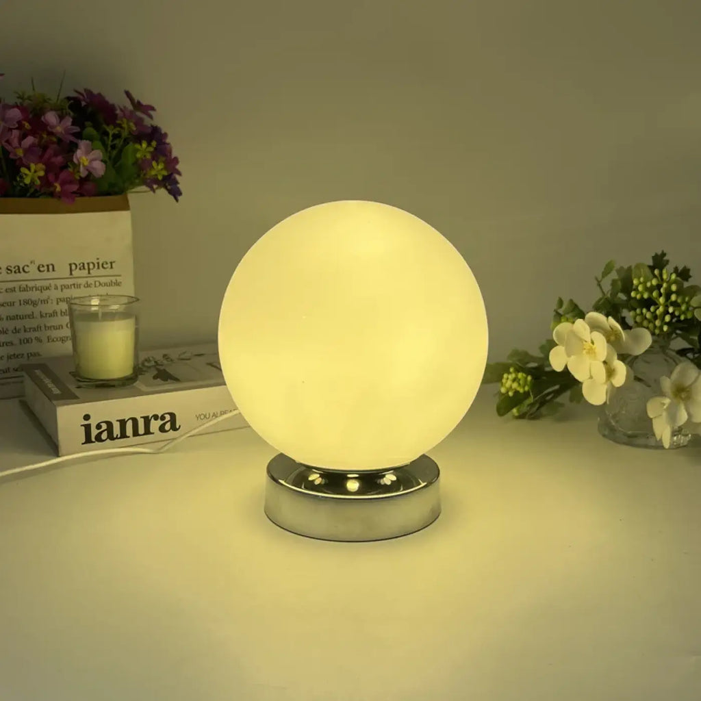 Lampe de chevet ronde au style scandinave, orange ou blanche