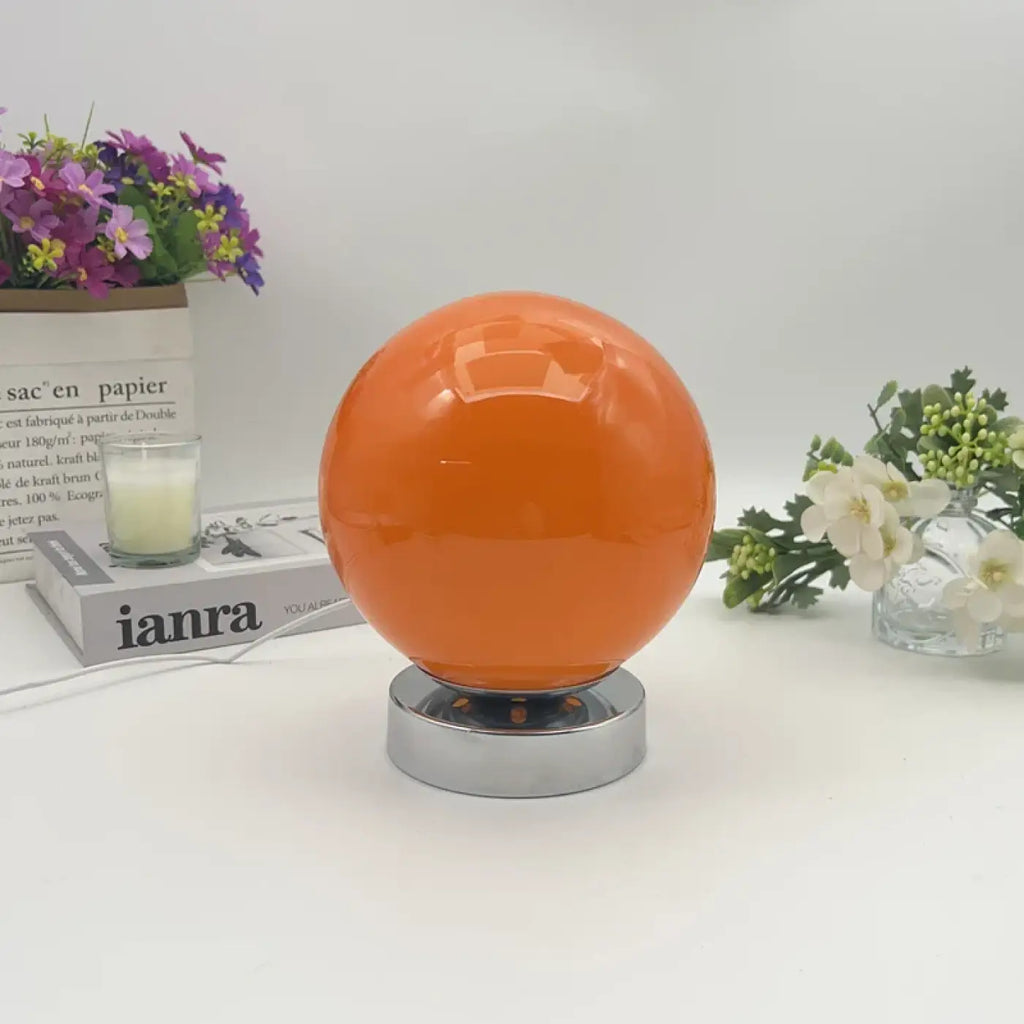 Lampe de chevet ronde au style scandinave, orange ou blanche
