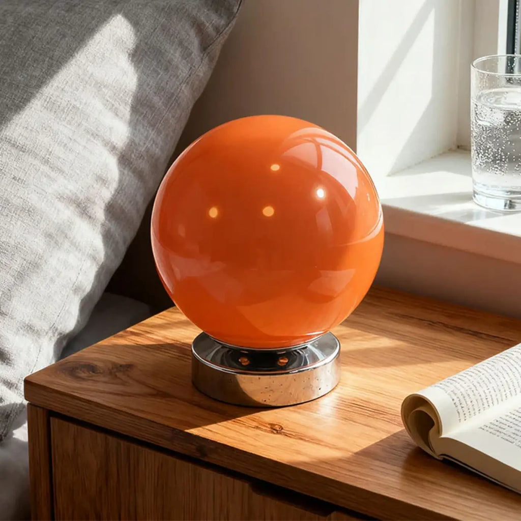 Lampe de chevet ronde au style scandinave, orange ou blanche