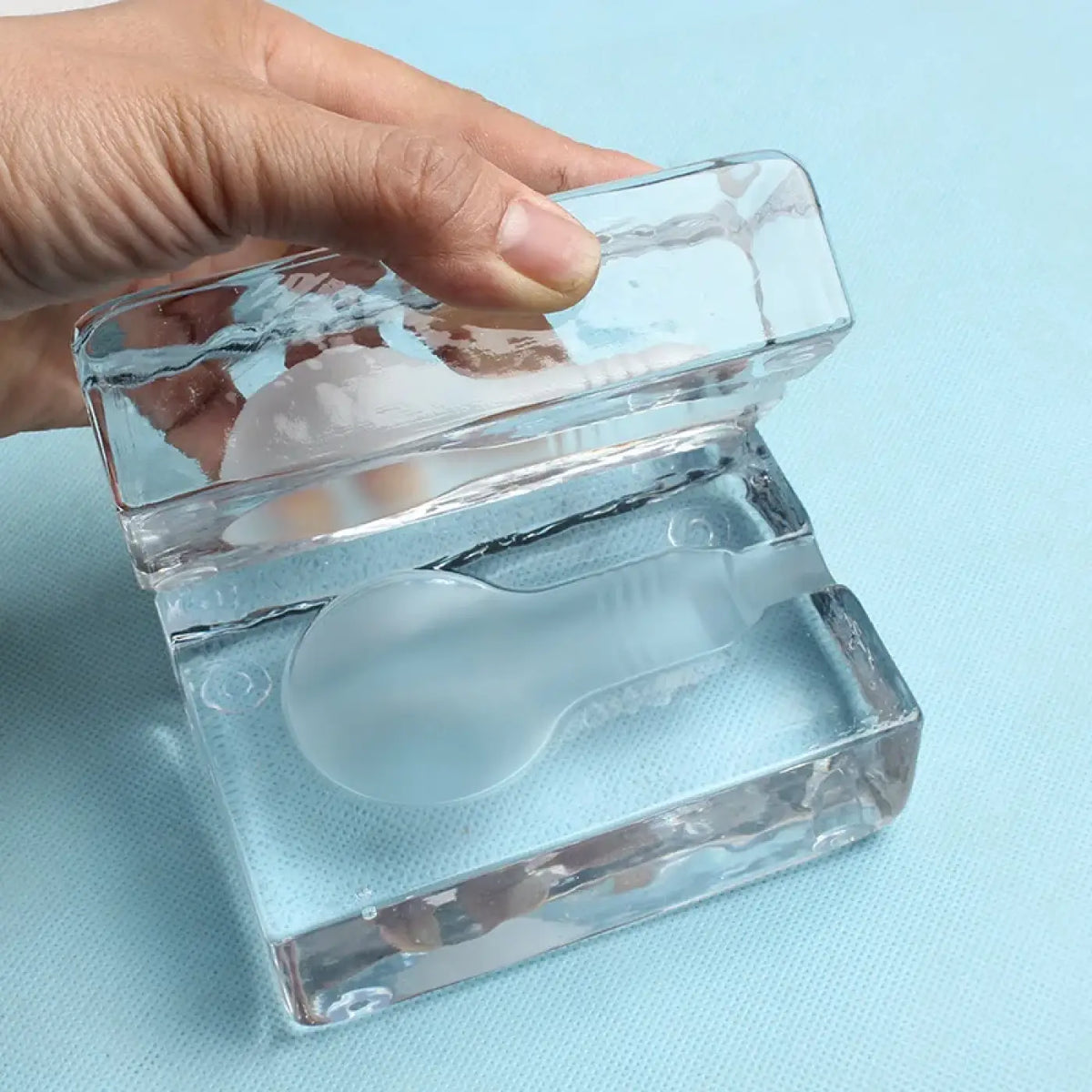 Lampe de chevet scandinave à cube de verre transparent