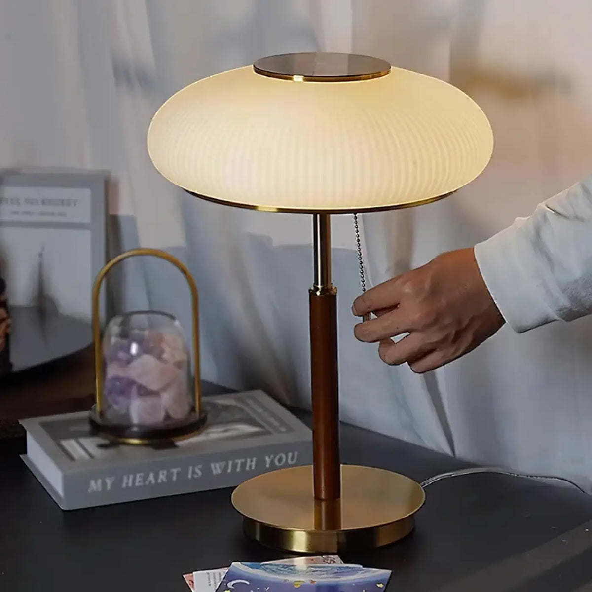 Lampe de chevet champignon en verre, forme organique