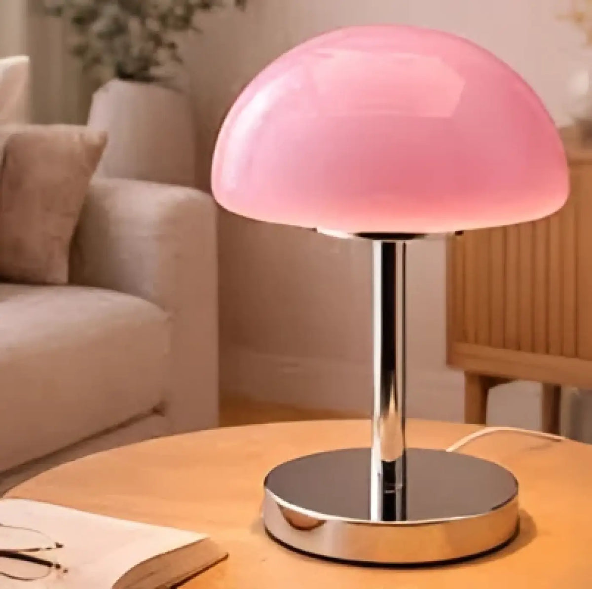 Lampe de table nordique à dôme transparent, quatre coloris, rose