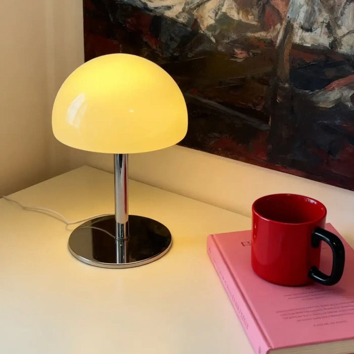 Lampe de table nordique à dôme transparent, quatre coloris, jaune