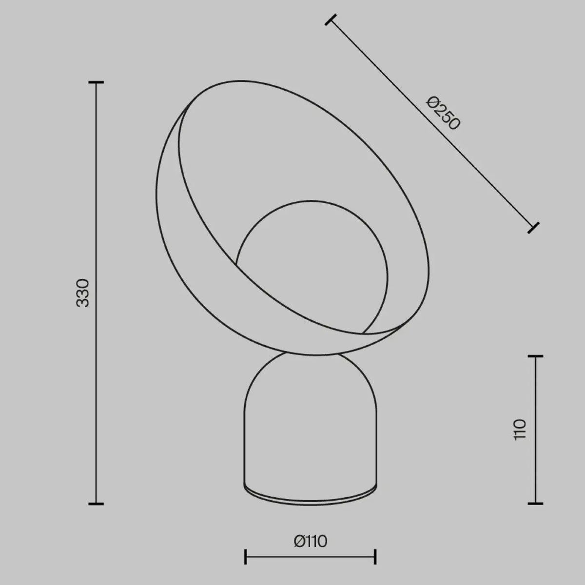 Lampe de chevet pierre et acier noir, 33 cm de haut