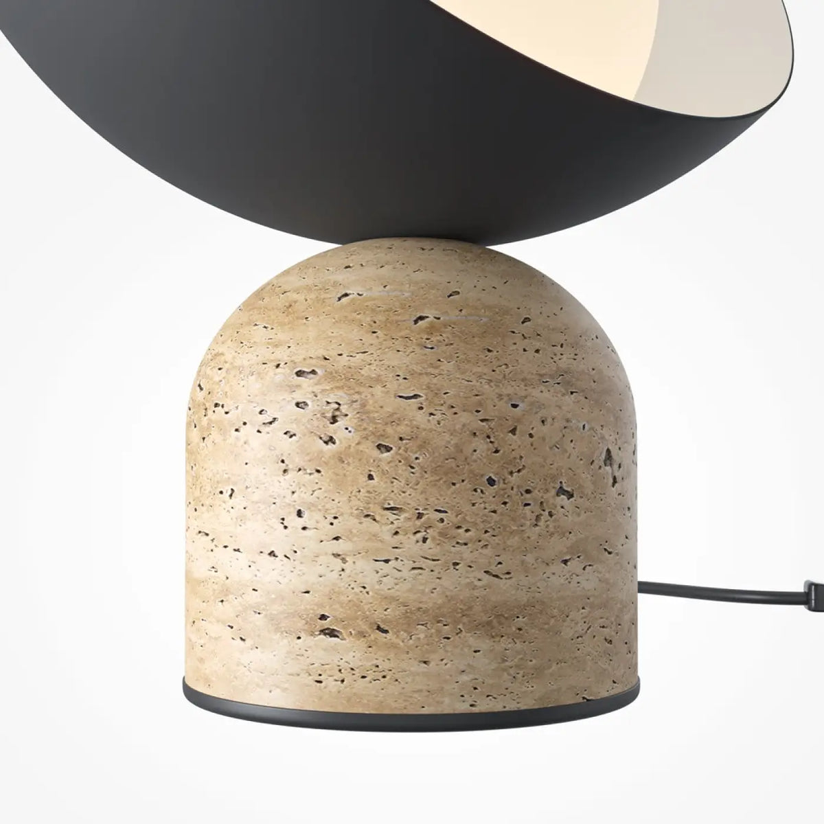 Lampe de chevet pierre et acier noir, 33 cm de haut