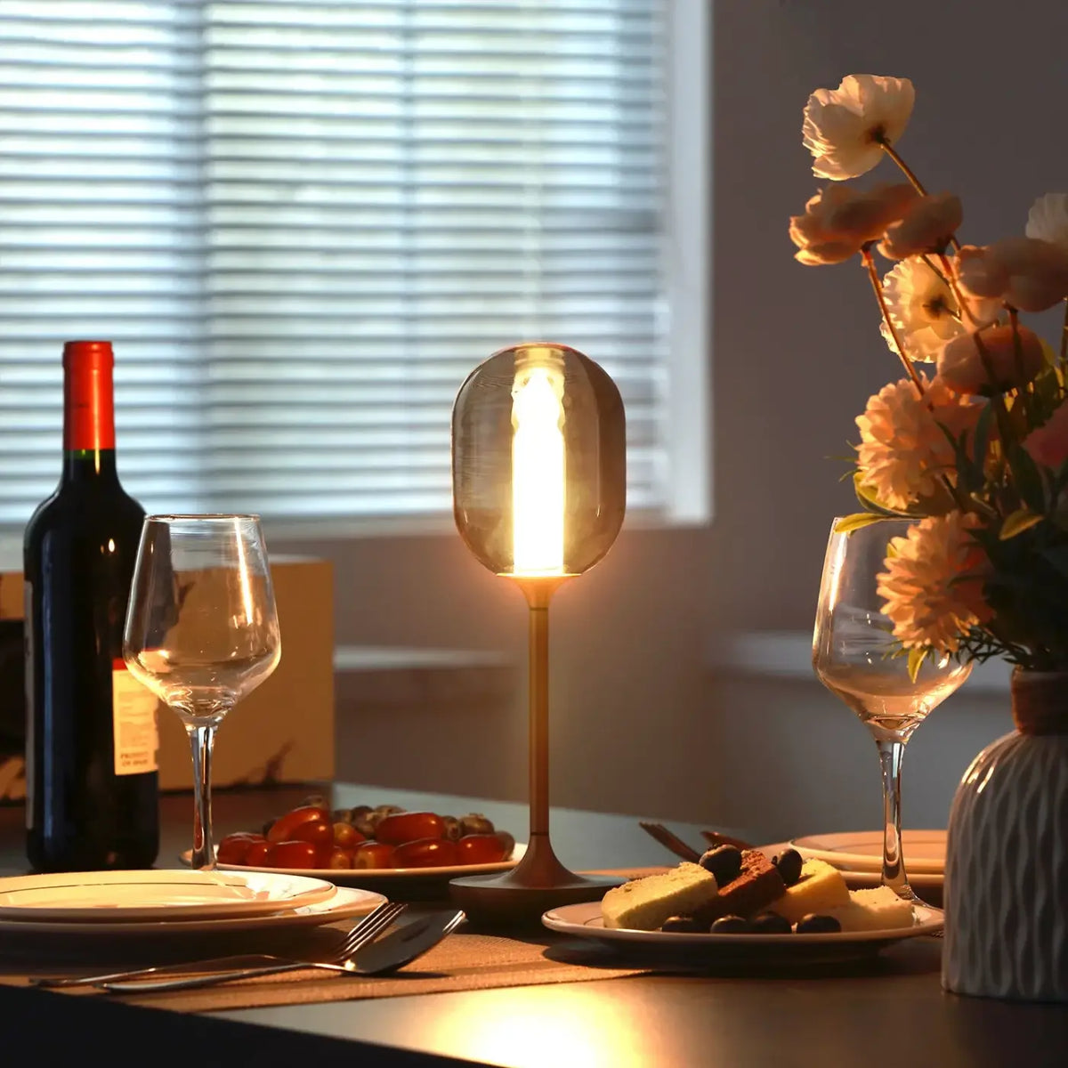 Lampe de chevet en verre translucide, doré ou noir