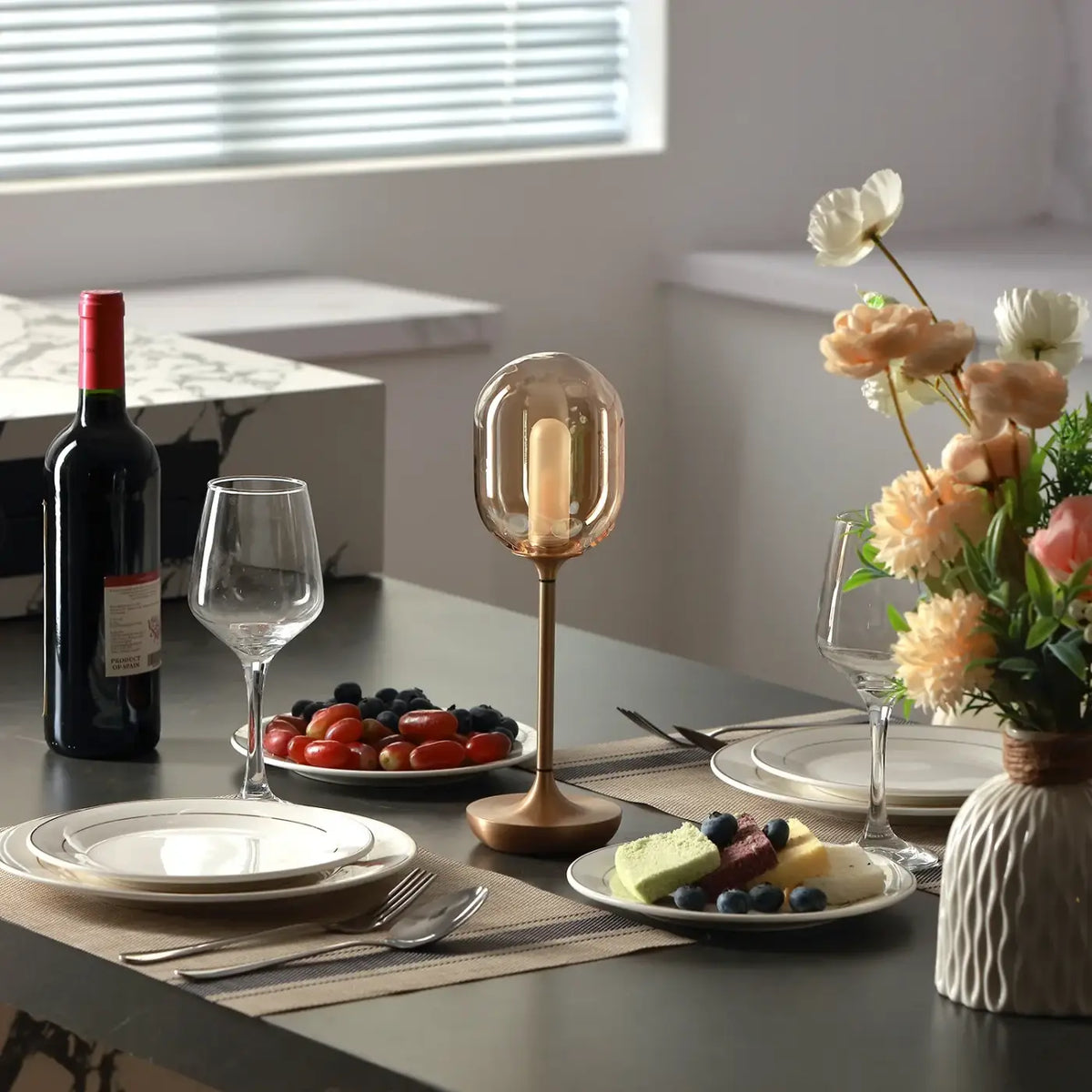 Lampe de chevet en verre translucide, doré ou noir, doré