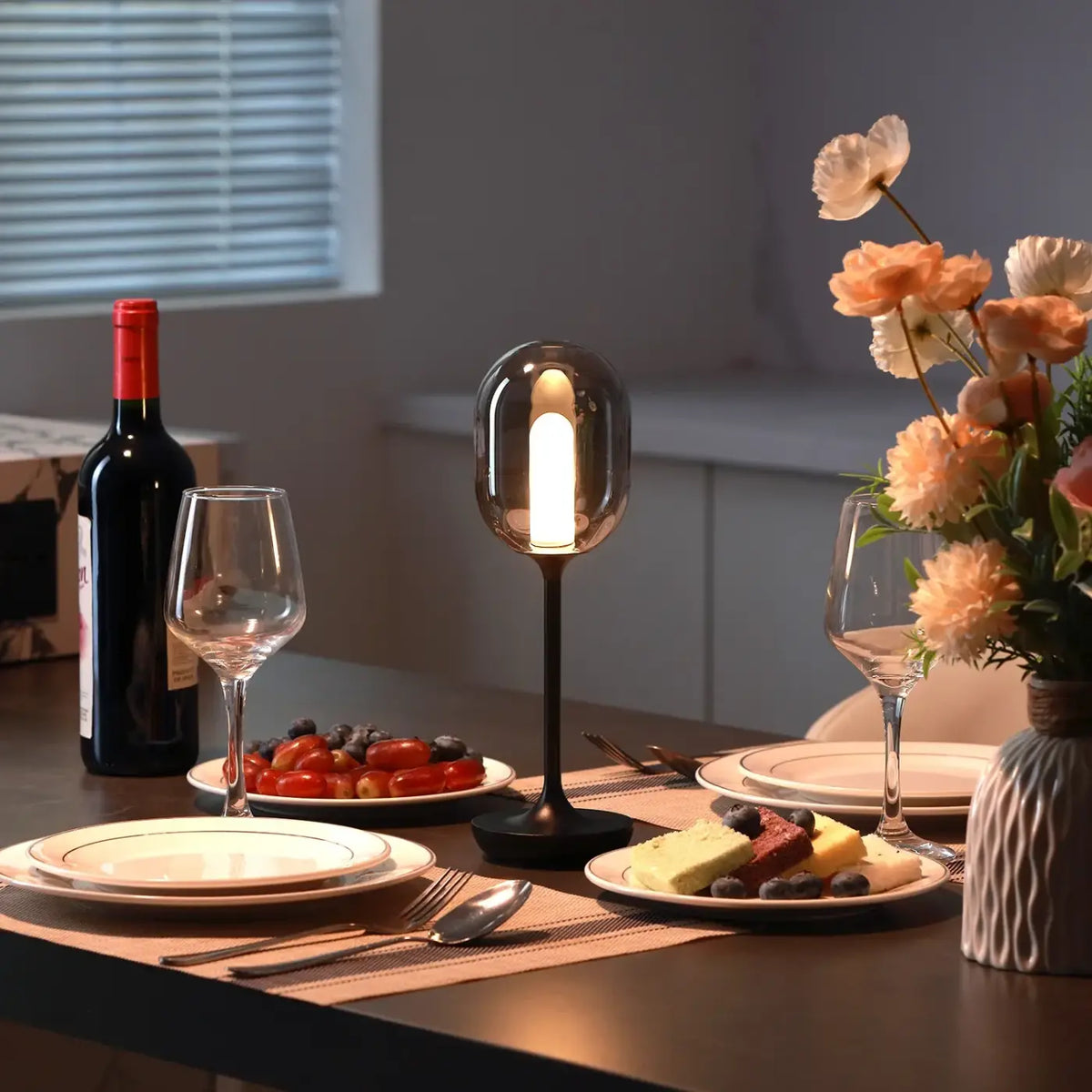 Lampe de chevet en verre translucide, doré ou noir