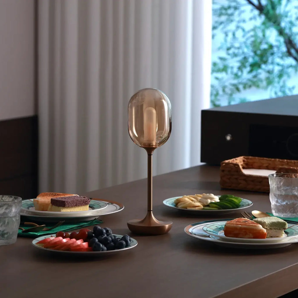 Lampe de chevet en verre translucide, doré ou noir