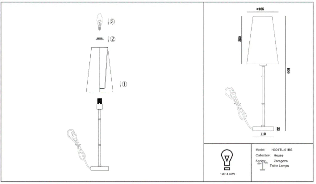 Lampe de chevet à pied doré et abat-jour en tissu clair, 60 cm