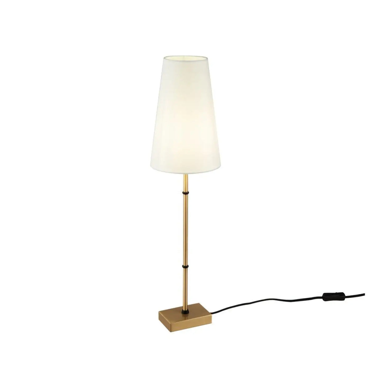 Lampe de chevet à pied doré et abat-jour en tissu clair, 60 cm