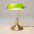 Lampe de bureau style banquier, abat-jour en verre vert