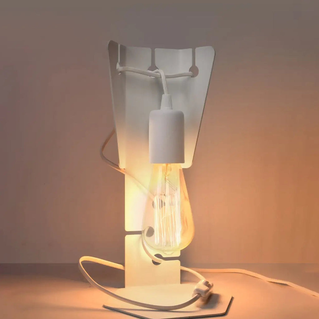 Lampe de bureau plaque en acier découpée, ampoule pendante E27