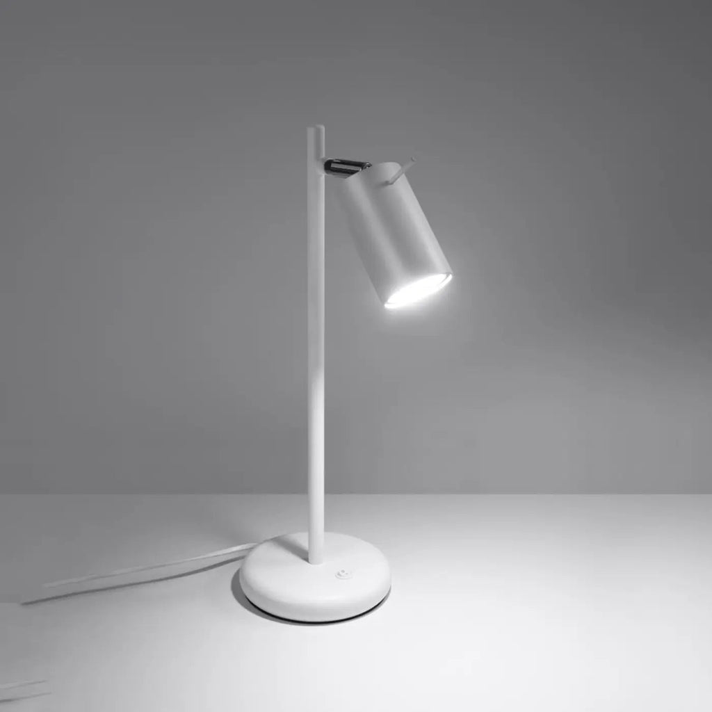 Lampe de bureau à tige fine et spot orientable, blanc ou noir
