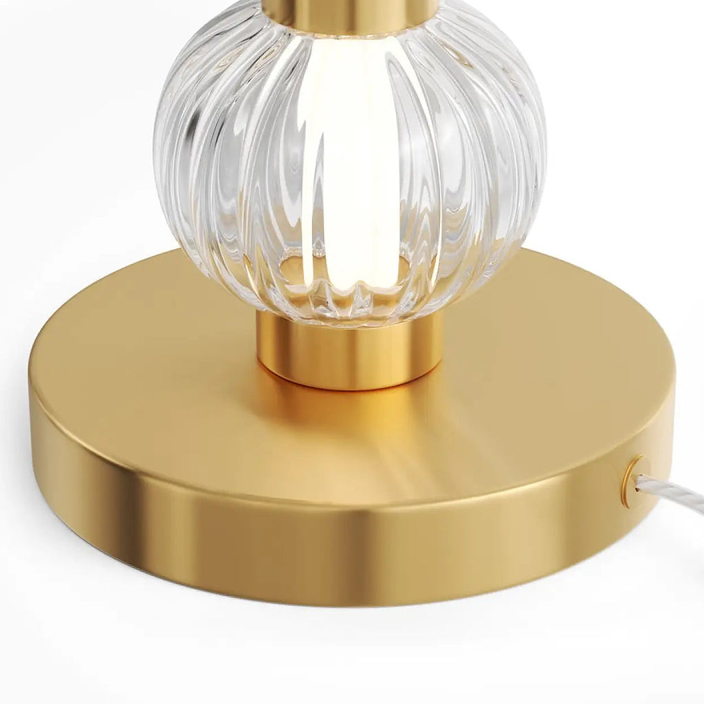 Lampe de chevet bijou, perles de verre sur métal doré, LED 10 W