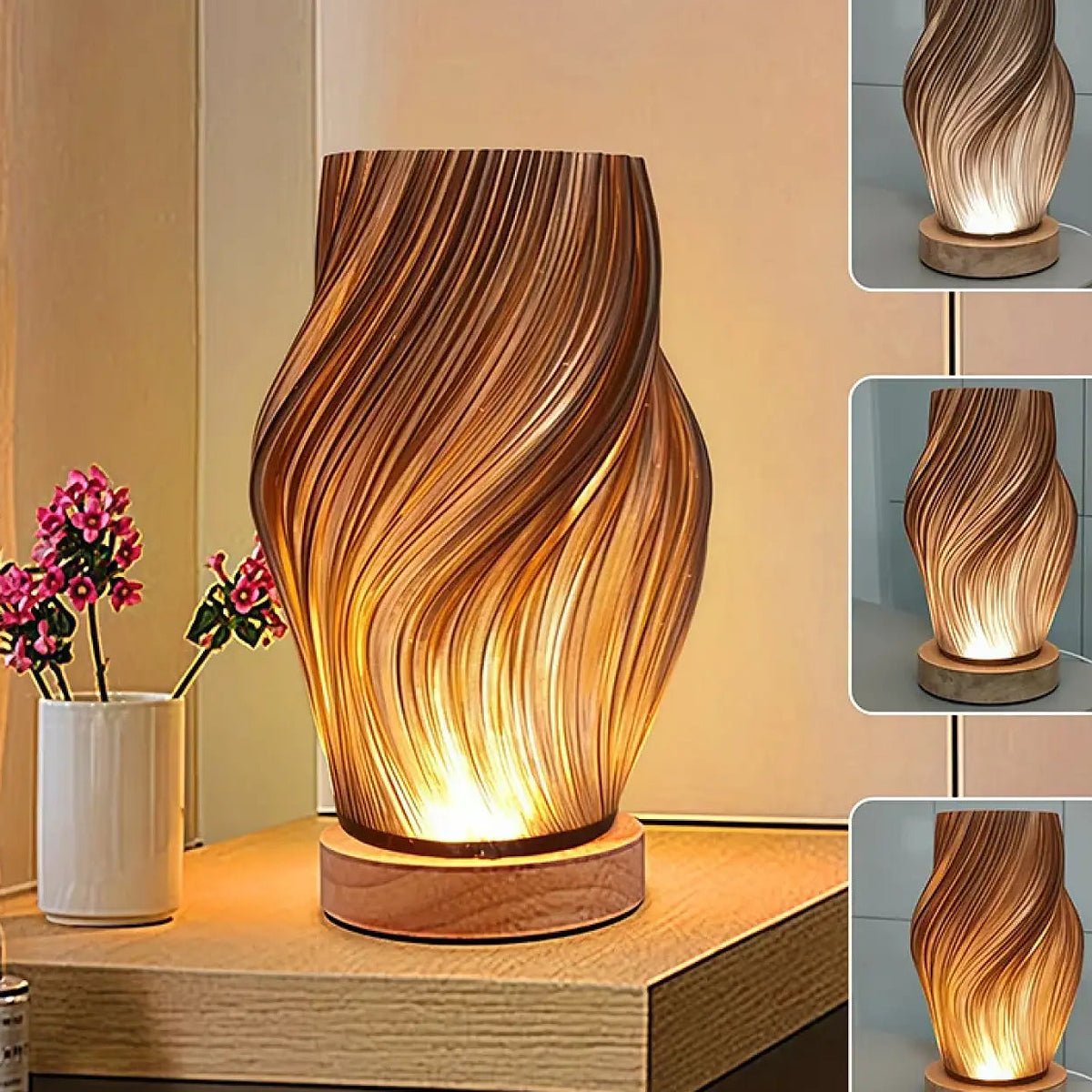 Lampe de chevet élégante, ambre doré, gris anthracite ou blanc
