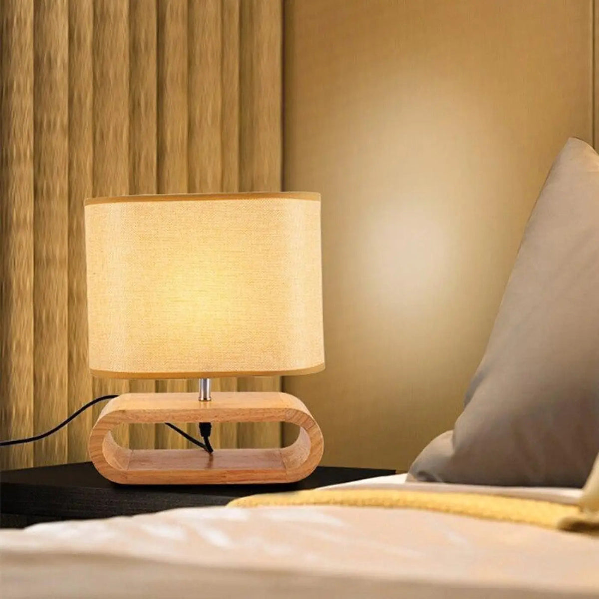Lampe de chevet en bois, style naturel