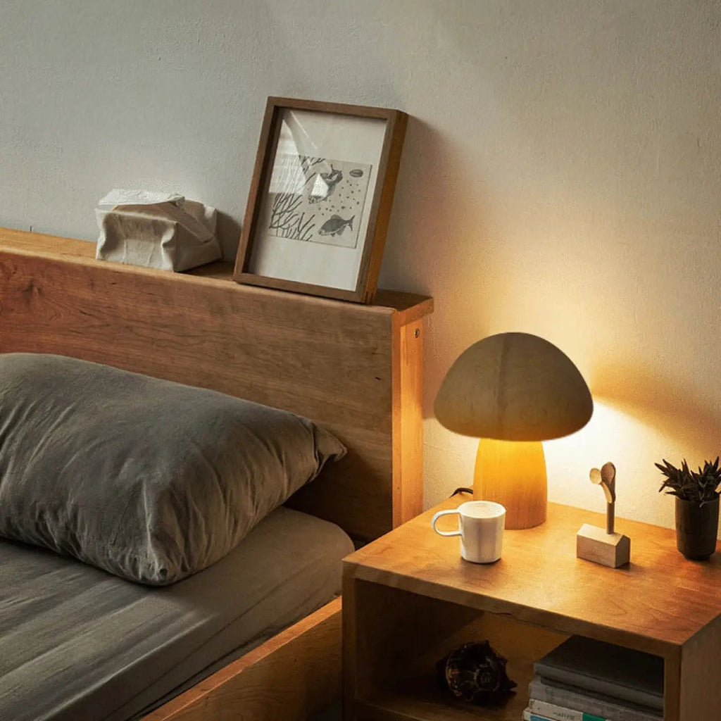 Lampe de chevet champignon, beige ou marron, tailles S et M