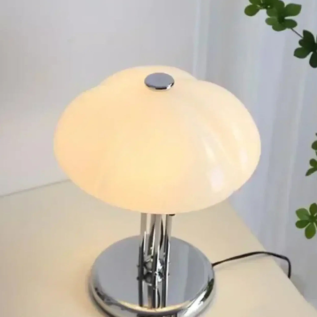Lampe de chevet champignon en verre, blanc ou orange