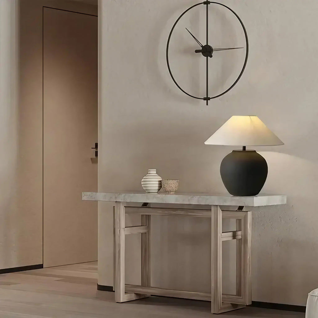 Lampe de chevet à abat-jour conique en tissu, noir ou blanc