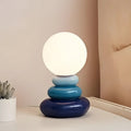 Lampe de chevet en galets empilés, bleu, orange ou gris, bleu