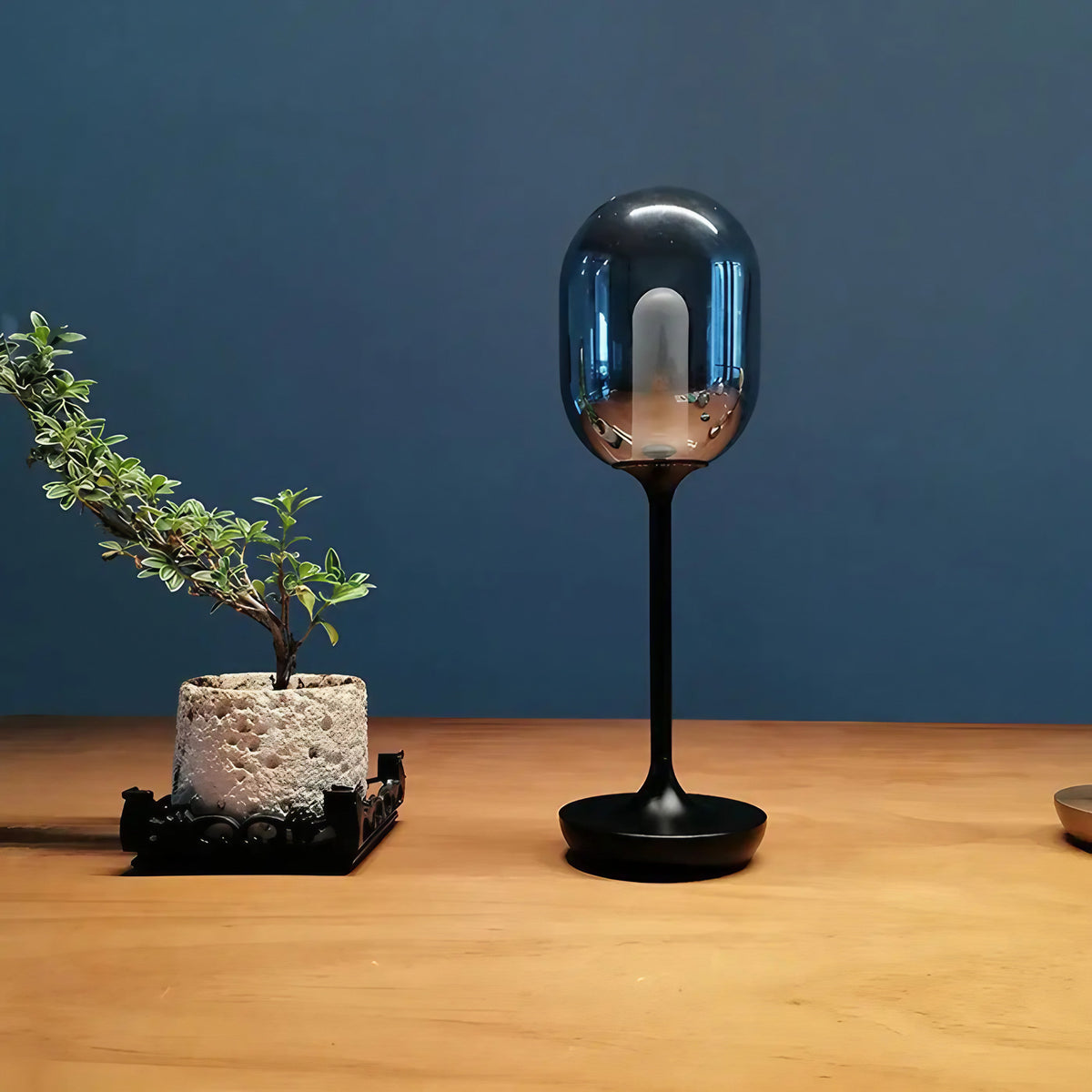 Lampe de chevet en verre translucide, doré ou noir, noir